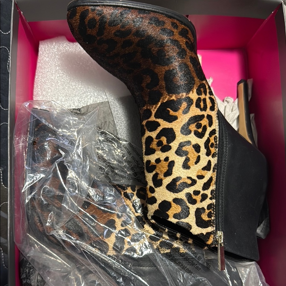 Vince Camuto Leopard Print Ankle Boots with Stiletto Heel